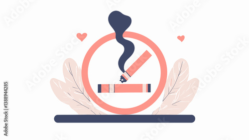 No Smoking Sign Vector Illustration with Broken Cigarette and Stop Symbol Promoting Health and Anti-Smoking Campaigns