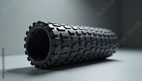 Black foam roller with textured surface