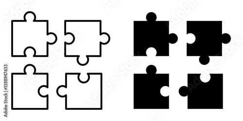 Puzzle Icon Set. Puzzle Vector Icon in line style design. Symbol of Puzzle. Vector illustration.