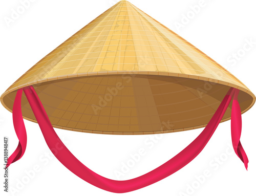 Vietnamese Non La. Traditional hat. Asian conical hat isolated. Non LA (Vietnamese or Chinese style) crafted conical hats originating.