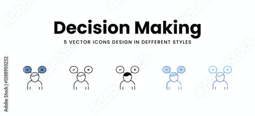 Decision Making vector icons set stock illustration