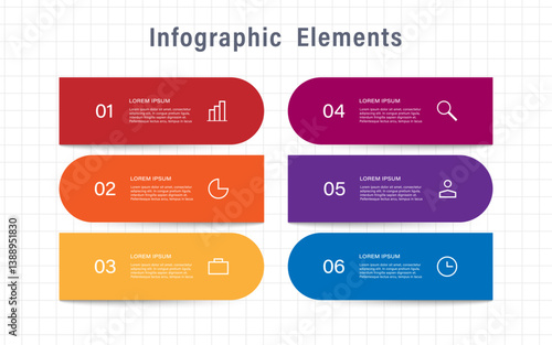 6 step ingographic design template with place for your data