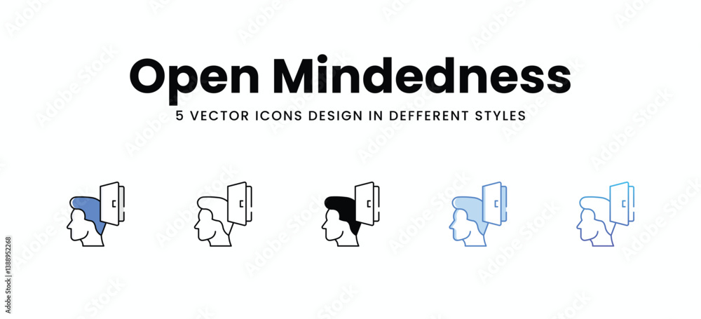 Open Mindedness vector icons set stock illustration Open Mindedness vector icons set stock illustration