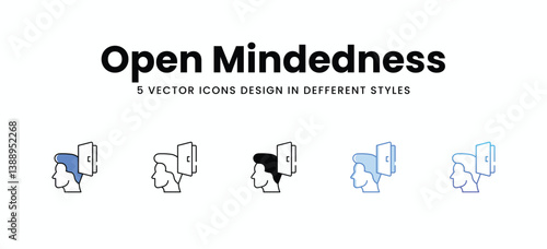 Open Mindedness vector icons set stock illustration