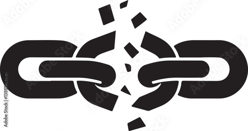 Broken Chain Icon Silhouette Vector Art – Symbol of Freedom