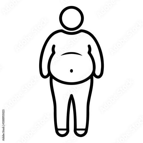 Obese Figure, Overweight Person Icon Depicting Health Concerns