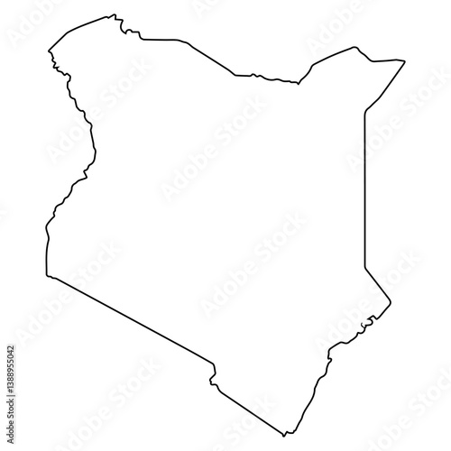 Kenya Outline Map, East African Nation Border Silhouette