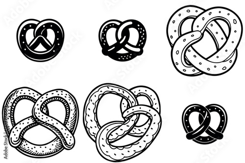 Assorted Pretzel Illustrations Variety of Shapes and Sizes Bakery Food Images
