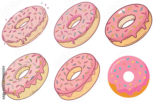 Six Delicious Pink Donuts with Sprinkles A Delightful Collection of Sweet Treats