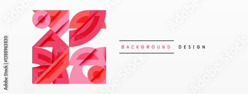 Abstract pink layers create dynamic composition. Modern design elements suggest depth, texture, visual interest. Minimalist aesthetic, clean lines, simple form.