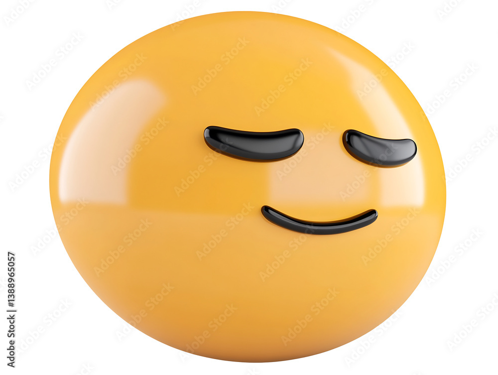 Fototapeta premium Serene Yellow Emoji Peaceful Expression Soft Light. AI Generated
