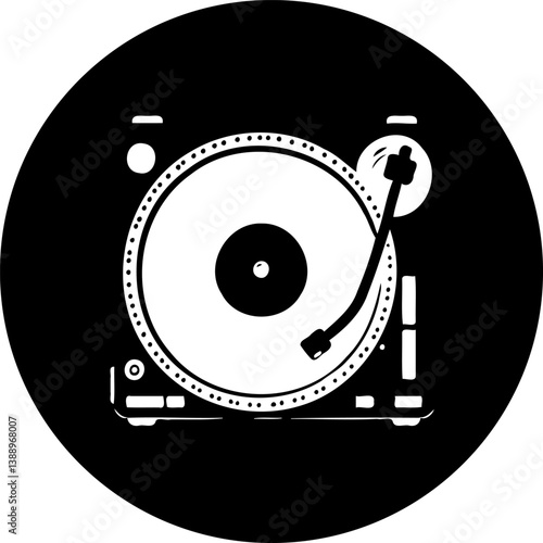 Vector Silhouette Design of a Vinyl Record Player