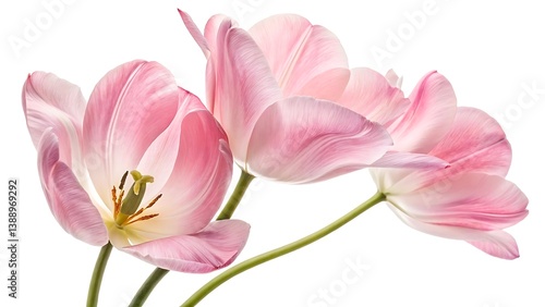 Fresh Tulip Bouquet on White, Minimalist Flower Composition for Spring Designs