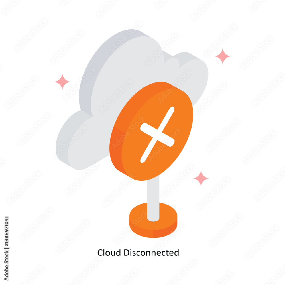 Obraz premium Cloud Disconnected Concept Isometric Style Illustrations. Eps 10 File