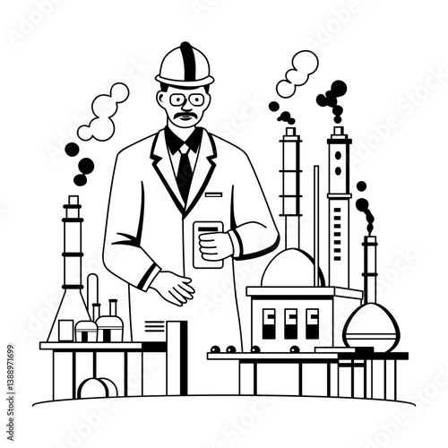 A glyph illustration of chemical engineer 