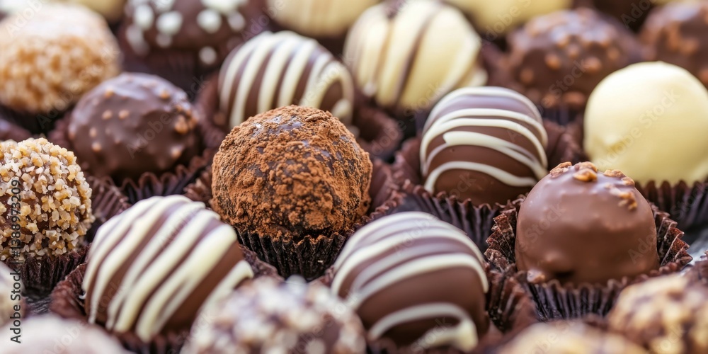National Truffle Day Assorted gourmet chocolate truffles with various flavors and elegant designs National Truffle Day Assorted gourmet chocolate truffles with various flavors and elegant designs