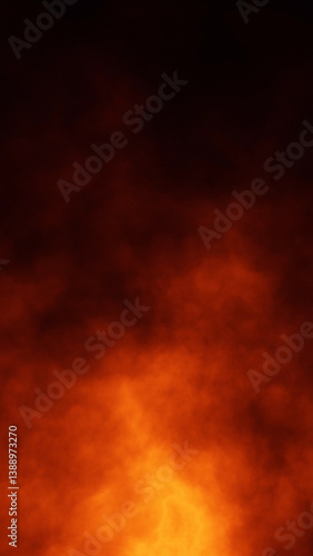 Fire flames on dark black vertical background illustration.