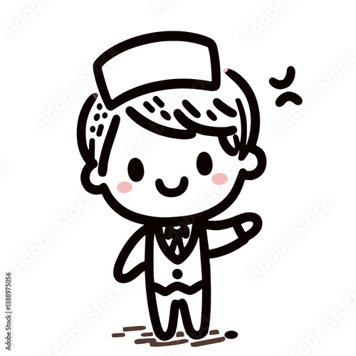 vector illustration of salesman smiling and waving hand