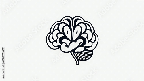 Human Brain Vector Illustration, Brain Logo Design, Minimal Brain Icon, Hand Drawn Brain, Brain Silhouette Art