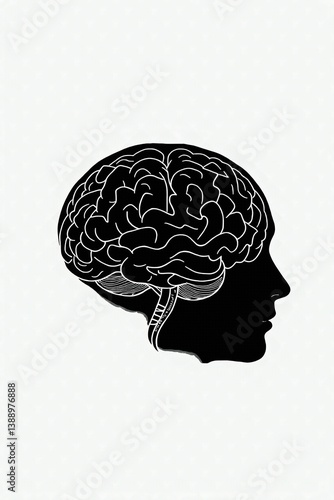 Human Brain Vector Illustration, Brain Logo Design, Minimal Brain Icon, Hand Drawn Brain, Brain Silhouette Art
