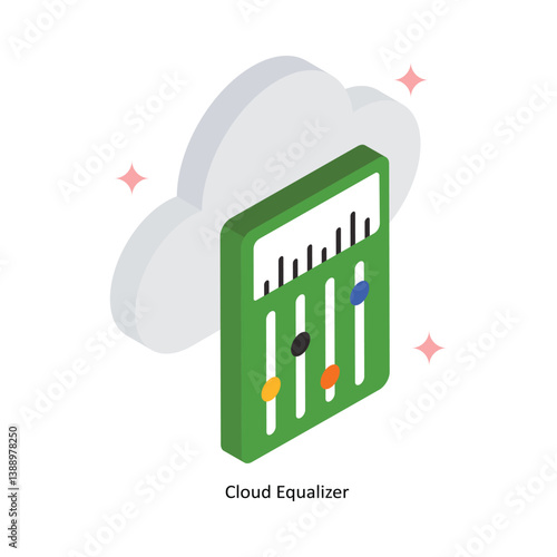 Cloud Equalizer Concept Isometric Style Illustrations. Eps 10 File