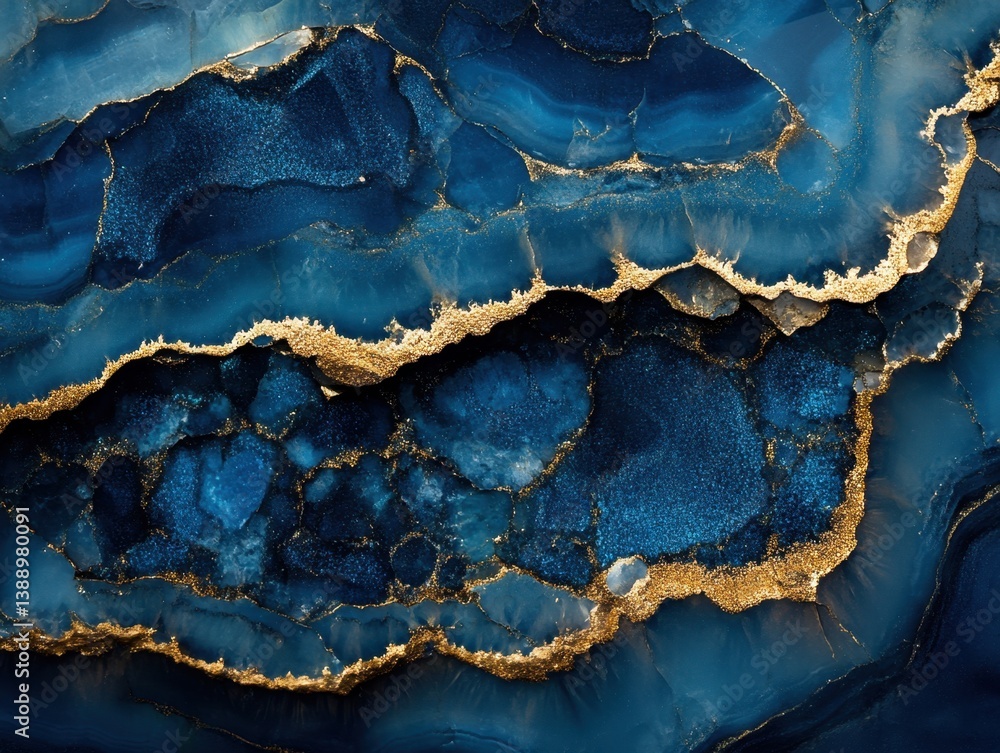 Abstract agate texture with gold veins on blue background creating a luxurious and elegant visual mood Abstract agate texture with gold veins on blue background creating a luxurious and elegant visual mood