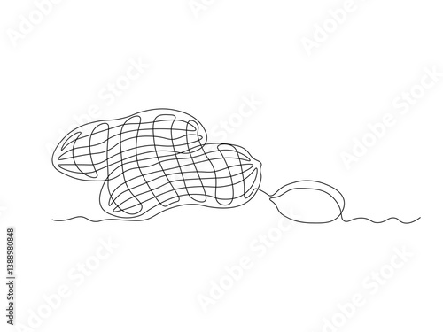 Abstract Walnut Beans Peanuts, continuous single one line art hand drawing sketch logo