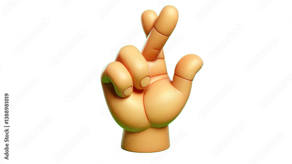 A realistic crossed fingers symbol for luck, hope, and positive vibes in casual designs. A realistic crossed fingers symbol for luck, hope, and positive vibes in casual designs.