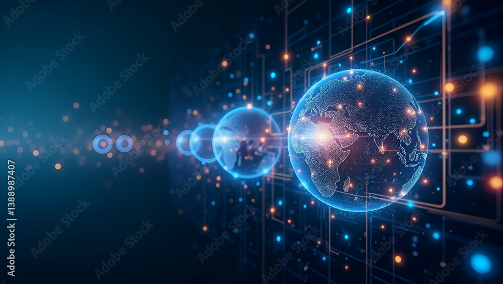 Obraz premium Enhance Your Photo Stock Portfolio: Visuals Showcasing Metaverse Economy Trends, Virtual Market Integration, and Innovative Digital Transformation Strategies