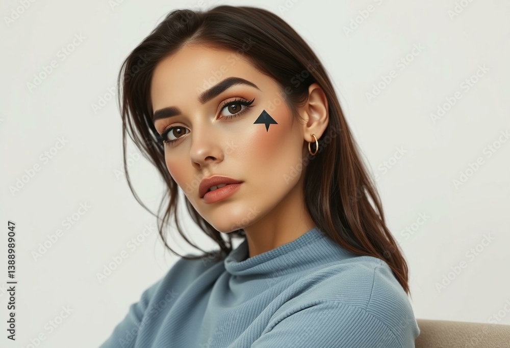 Photorealistic portrait of a Woman with Bold Geometric Makeup Photorealistic portrait of a Woman with Bold Geometric Makeup
