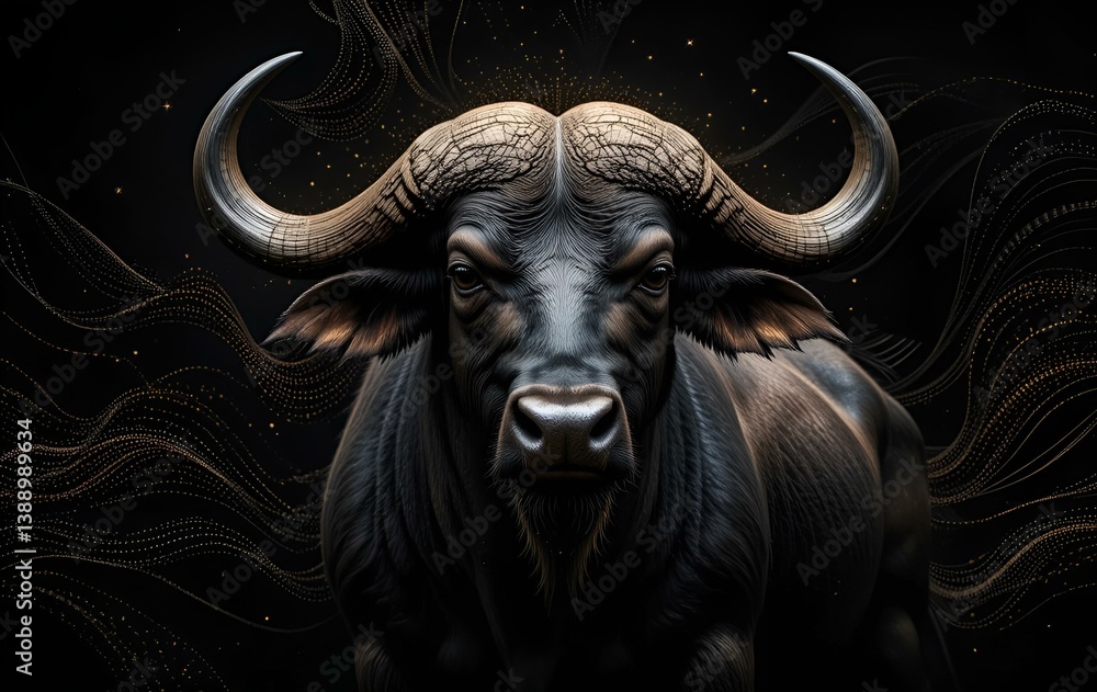 Naklejka premium Water buffalo background image, natural wild, grassland animal banner texture advertisement poster