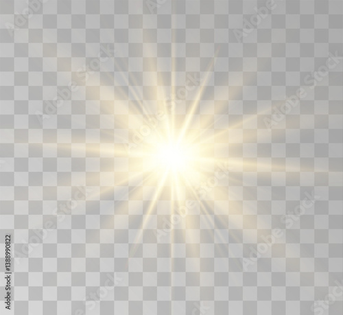 Transparent yellow sunlight special lens flash light effect. Front solar flare lenses	