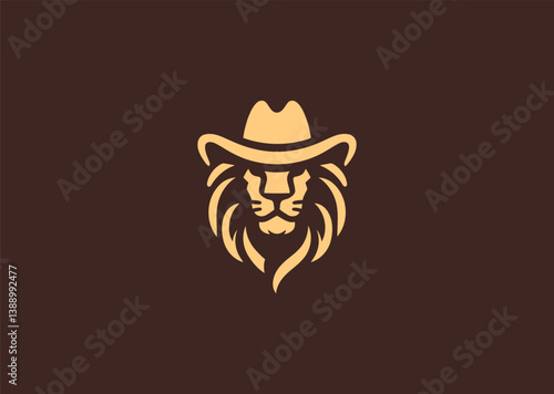 Lion in cowboy hat logo with a fun twist