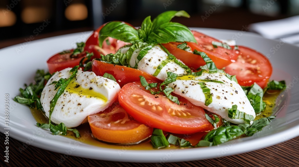 Delicious Plate of Fresh Tomatoes and Creamy Mozzarella Salad Delight Delicious Plate of Fresh Tomatoes and Creamy Mozzarella Salad Delight
