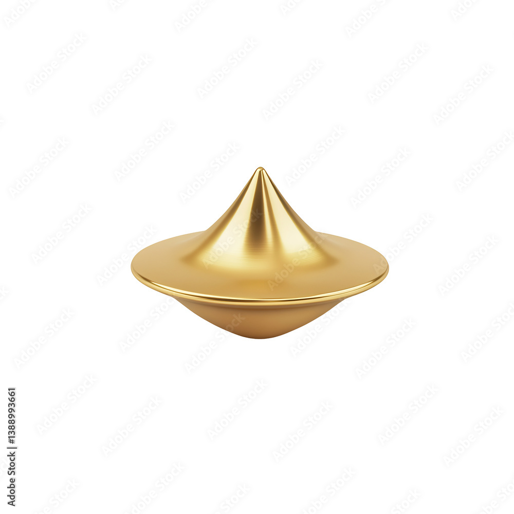 Fototapeta premium Golden spinning top elegantly poised subtle shadow. AI Generated