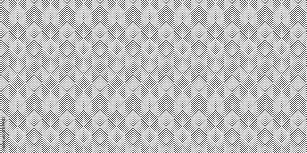 Naklejka premium Abstract overlapping vector abstract Pattern wave lines fabric white and gray square line background. seamless fabric geomatics overlapping create retro line pattern.