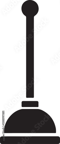 Sink Plunger Vector Icon - Black Silhouette Design