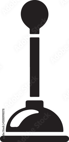 Sink Plunger Vector Icon - Black Silhouette Design