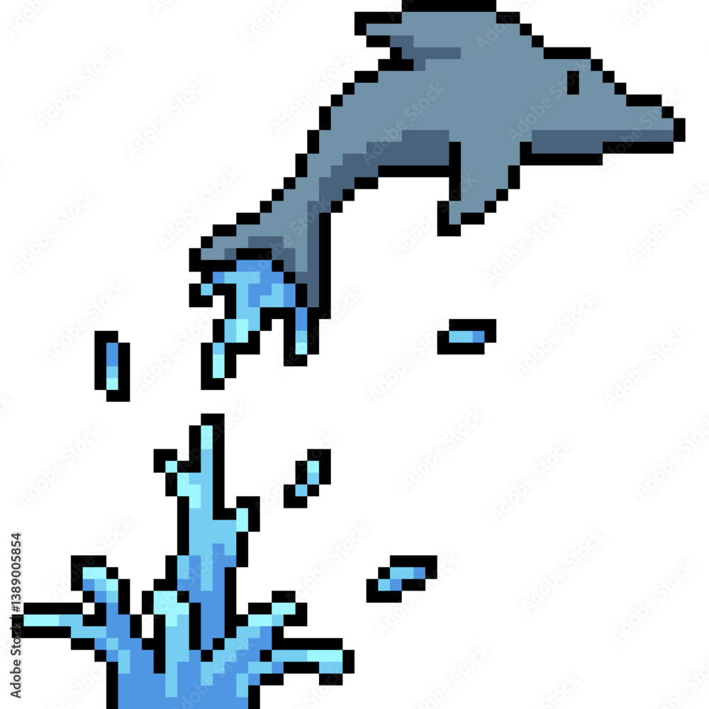 Obraz premium pixel art of dolphin jump action