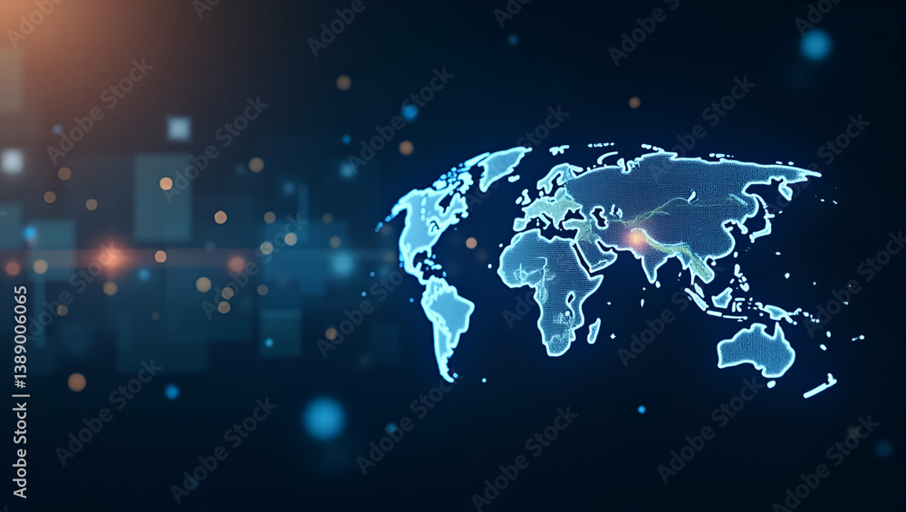 Naklejka premium Innovative AI driven cross border finance imagery demonstrates cutting edge machine learning applications optimizing secure international payment processes and dynamic global monetary exchanges in adv