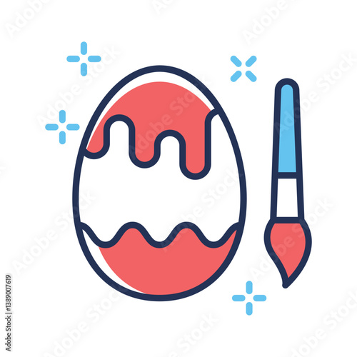 A handy flat outline style icon depicting egg painting