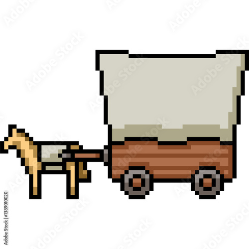 pixel art of horse cariage transport