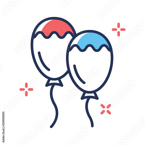 Easy to edit flat outline icon of easter balloons