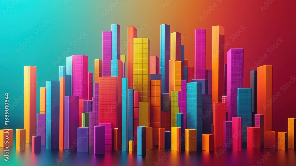 Vibrant cityscape featuring colorful buildings under bright blue sky creating lively urban atmosphere and energy Vibrant cityscape featuring colorful buildings under bright blue sky creating lively urban atmosphere and energy