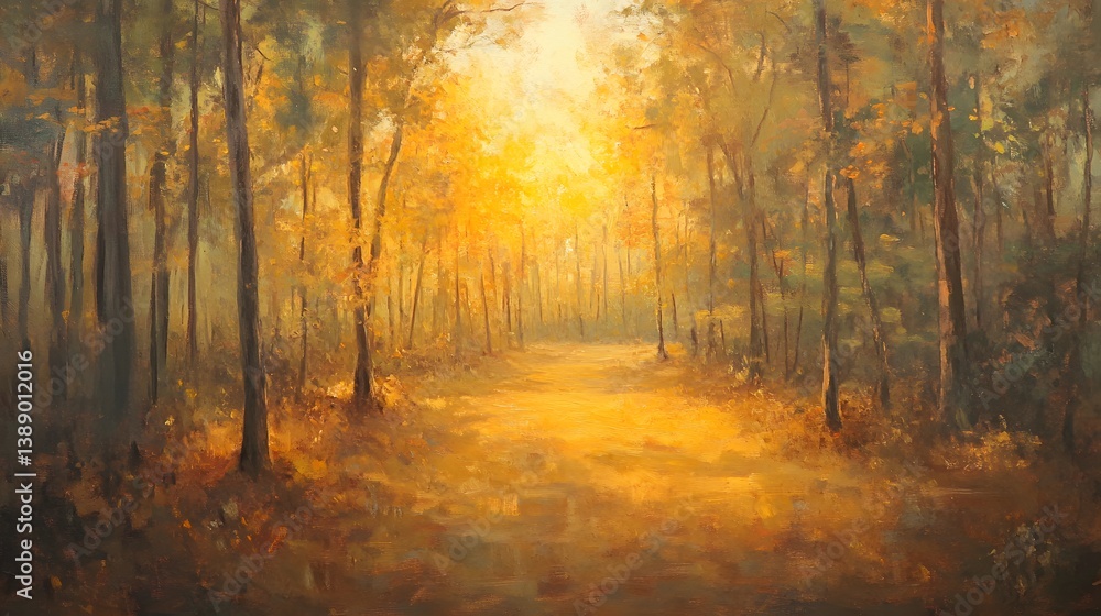 Fototapeta premium Golden Autumn Forest Path (1)