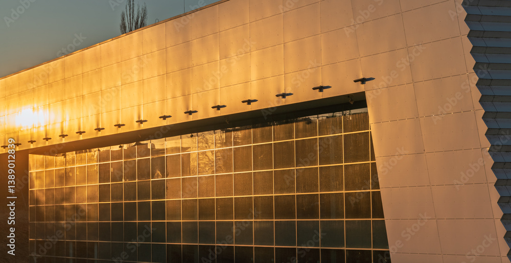 Facade of modern factory hall