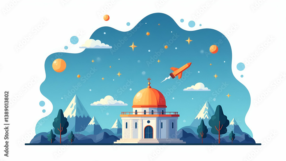 Flat Showcase of Detailed Space-Based Observatories: Captivating Imagery of Sophisticated Astronomical Instruments and Expansive Cosmic Views for Stock Use Flat Showcase of Detailed Space-Based Observatories: Captivating Imagery of Sophisticated Astronomical Instruments and Expansive Cosmic Views for Stock Use