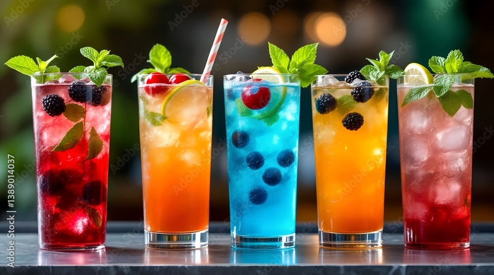 Fototapeta premium Refreshing Symphony: Vibrant Cocktails in Harmony