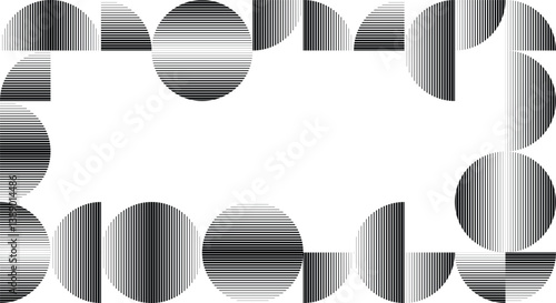 Modern artistic frame with semicircle design elements . Many lines form half circles in art style . Wall art , home poster design . Vector abstract shape. Modern art . Contemporary composition . 