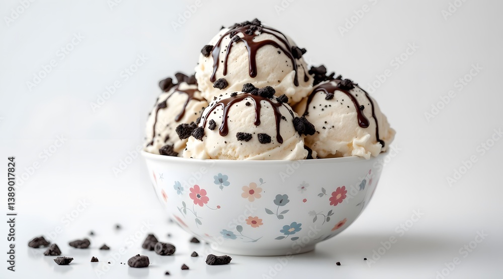 Delicious Vanilla Ice Cream with Chocolate Chips and Drizzle Delicious Vanilla Ice Cream with Chocolate Chips and Drizzle